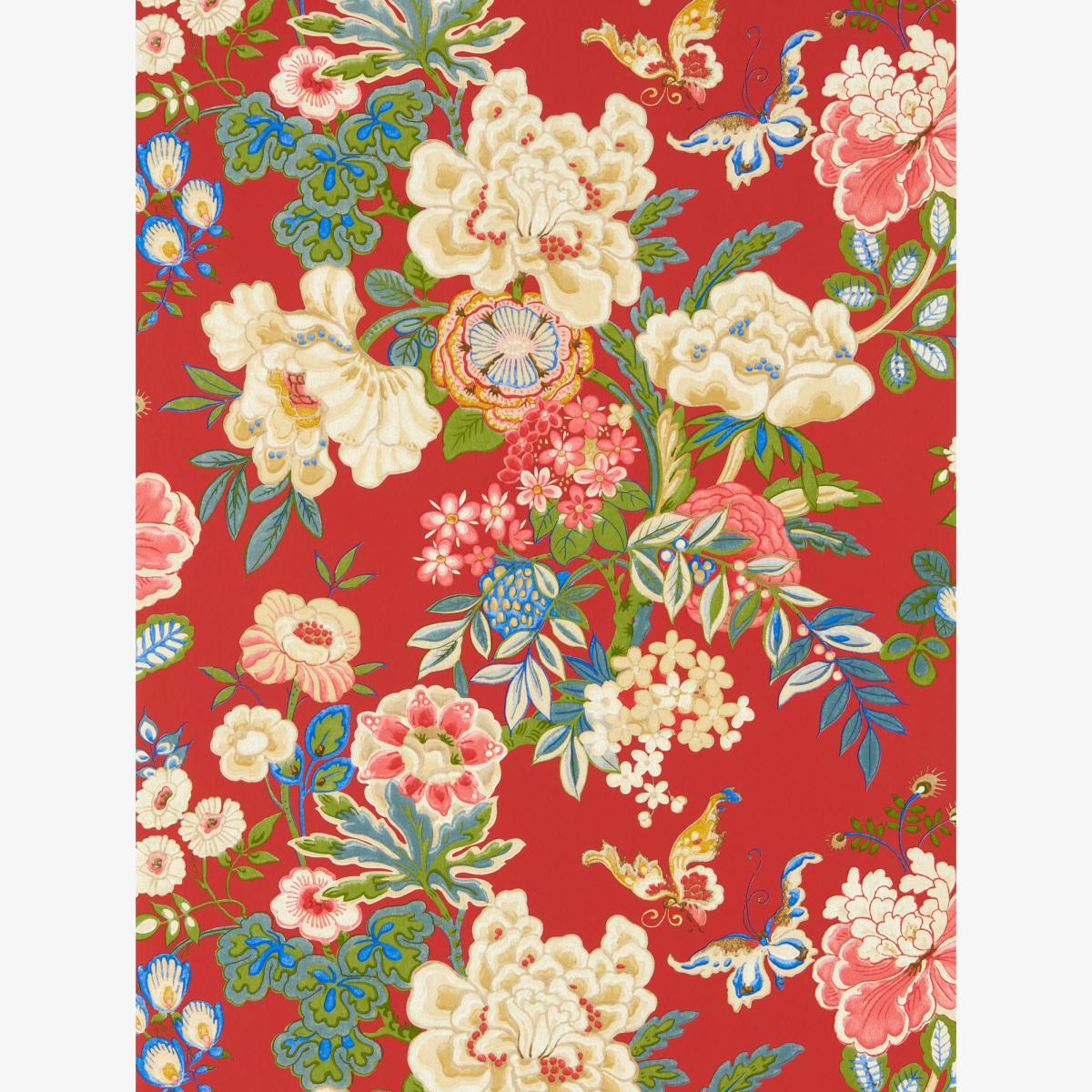 Emperor Peony Wallpaper 217119 by Sanderson in Cinnabar Red Roll