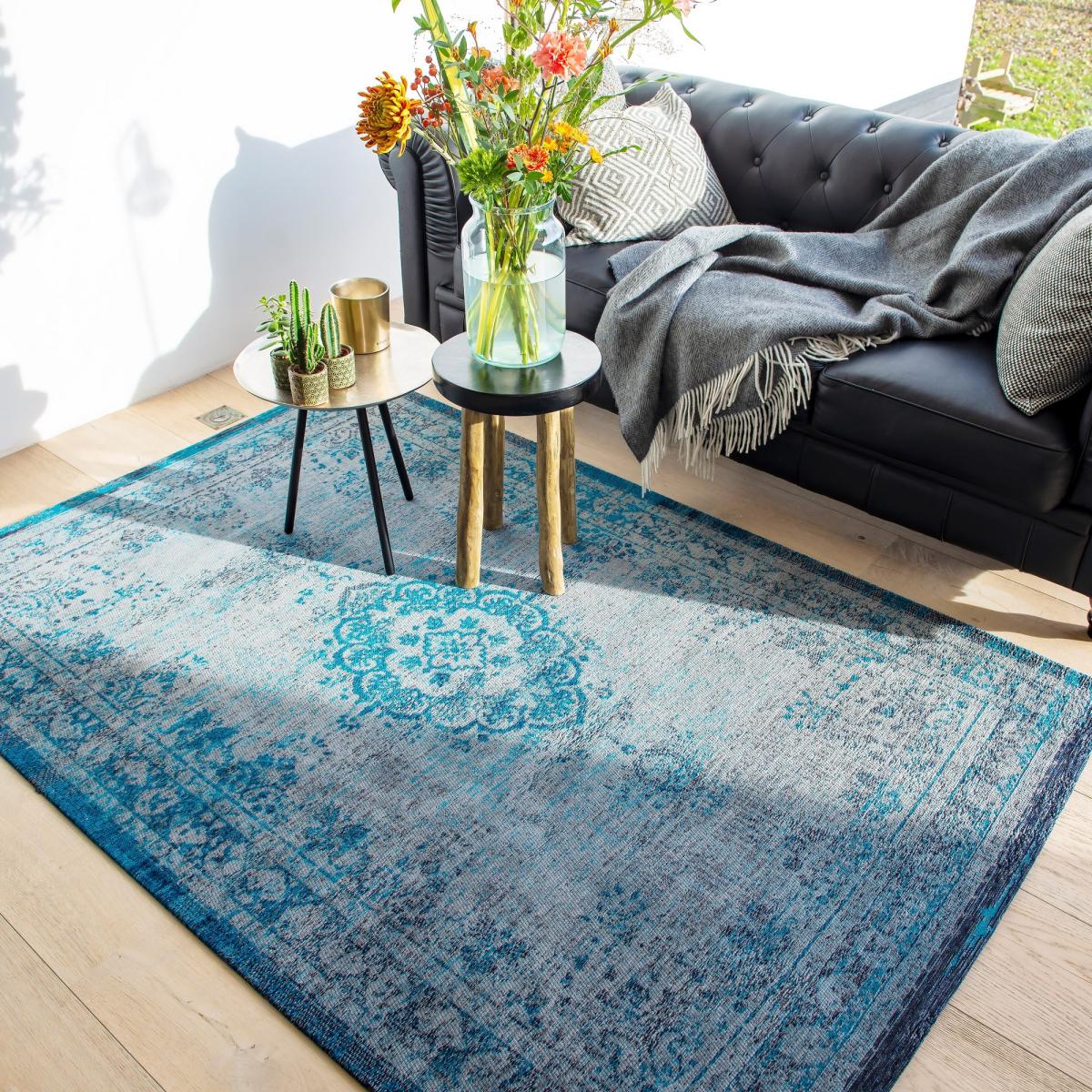 Louis De Poortere Traditional Fading World Medallion Designer Rugs 8255 Grey Turquoise 200x280cm – image 1