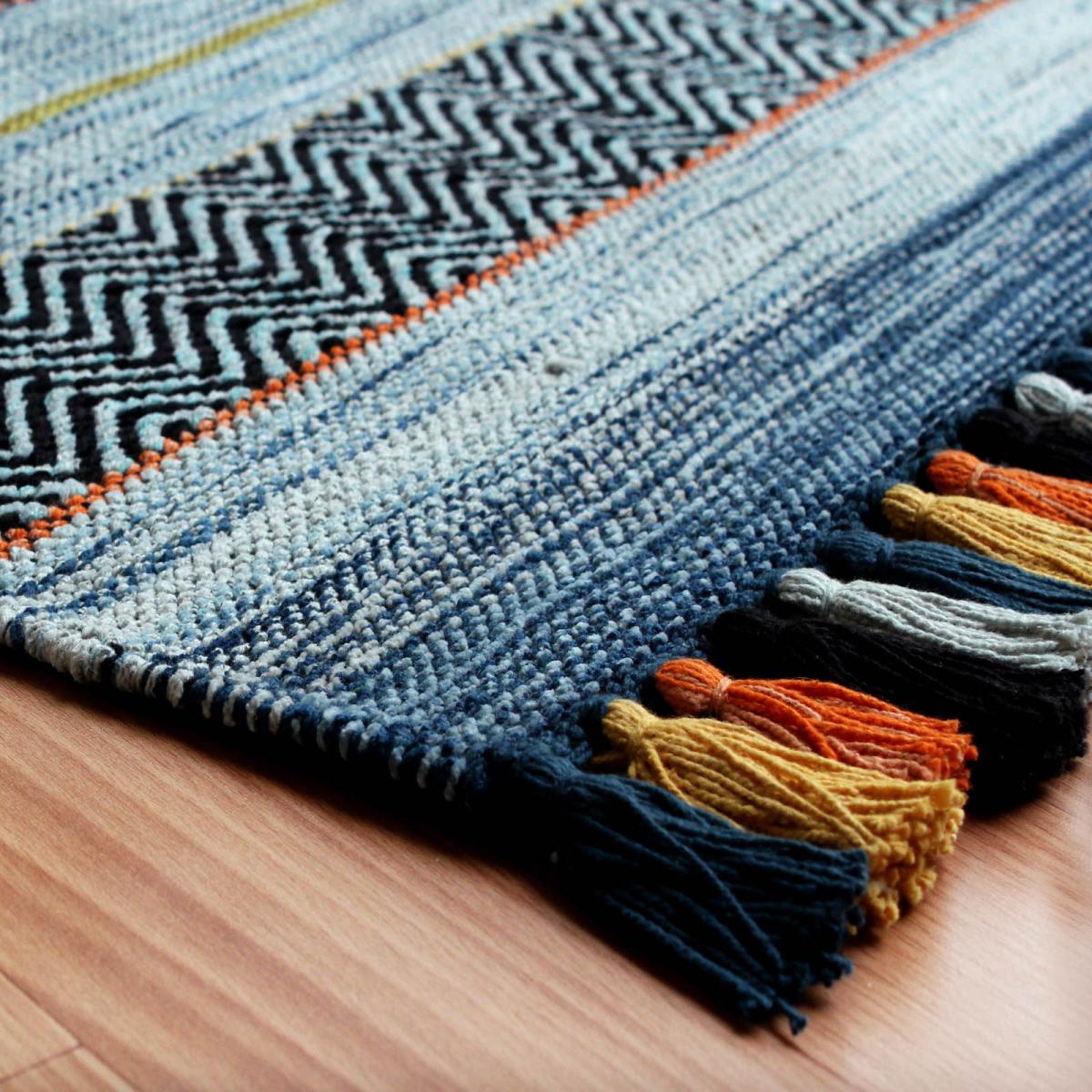 Kelim Striped Rugs in Blue – image 2