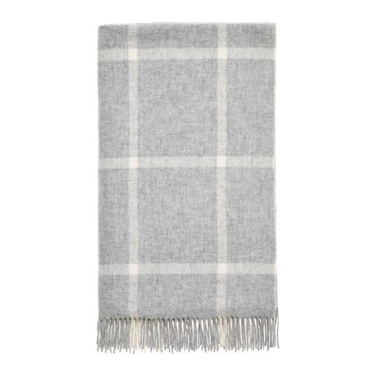 Lochlan Check Merino Lambs Wool Throw by LuxeTapi in Grey140x185cm – image 2