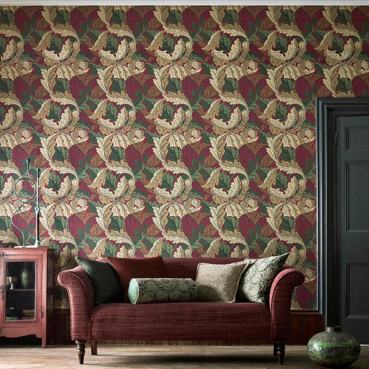 Acanthus Wallpaper 216439 by Morris & Co in Madder Thyme Roll – image 1