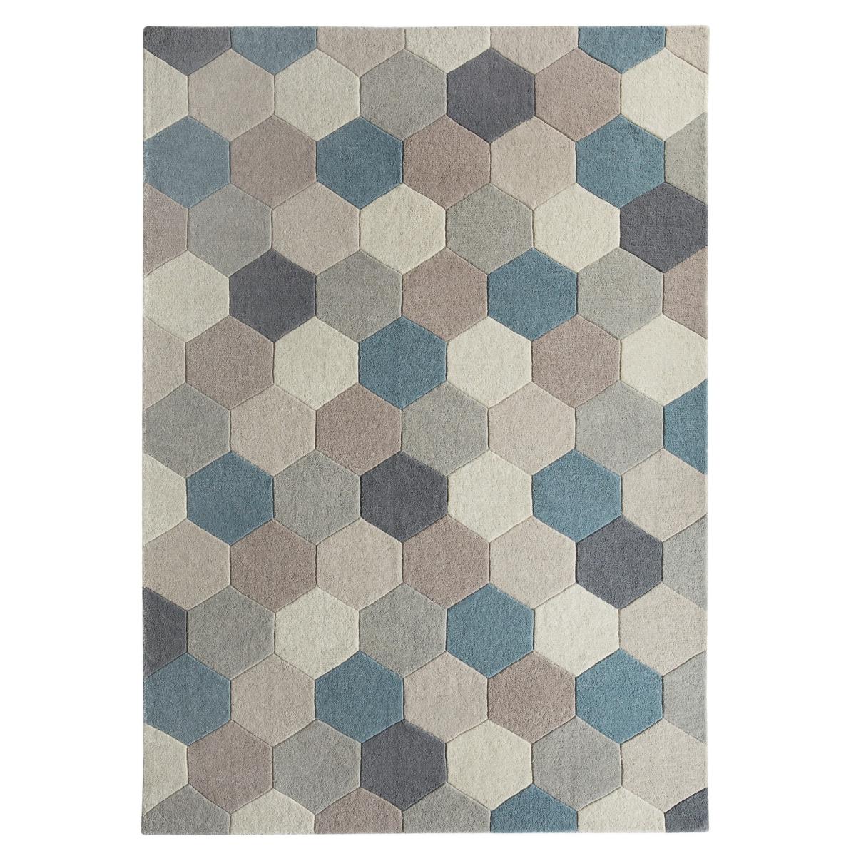 Hexagon Wool Rugs in Pastel Blue by Origins – image 2