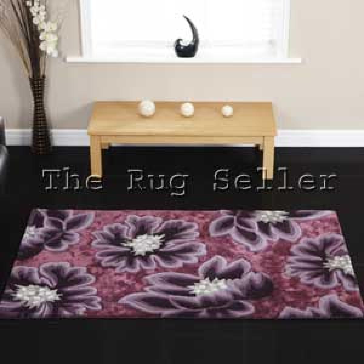Unique Vintage Floral Wool Rugs in Purple 150x240cm – image 4