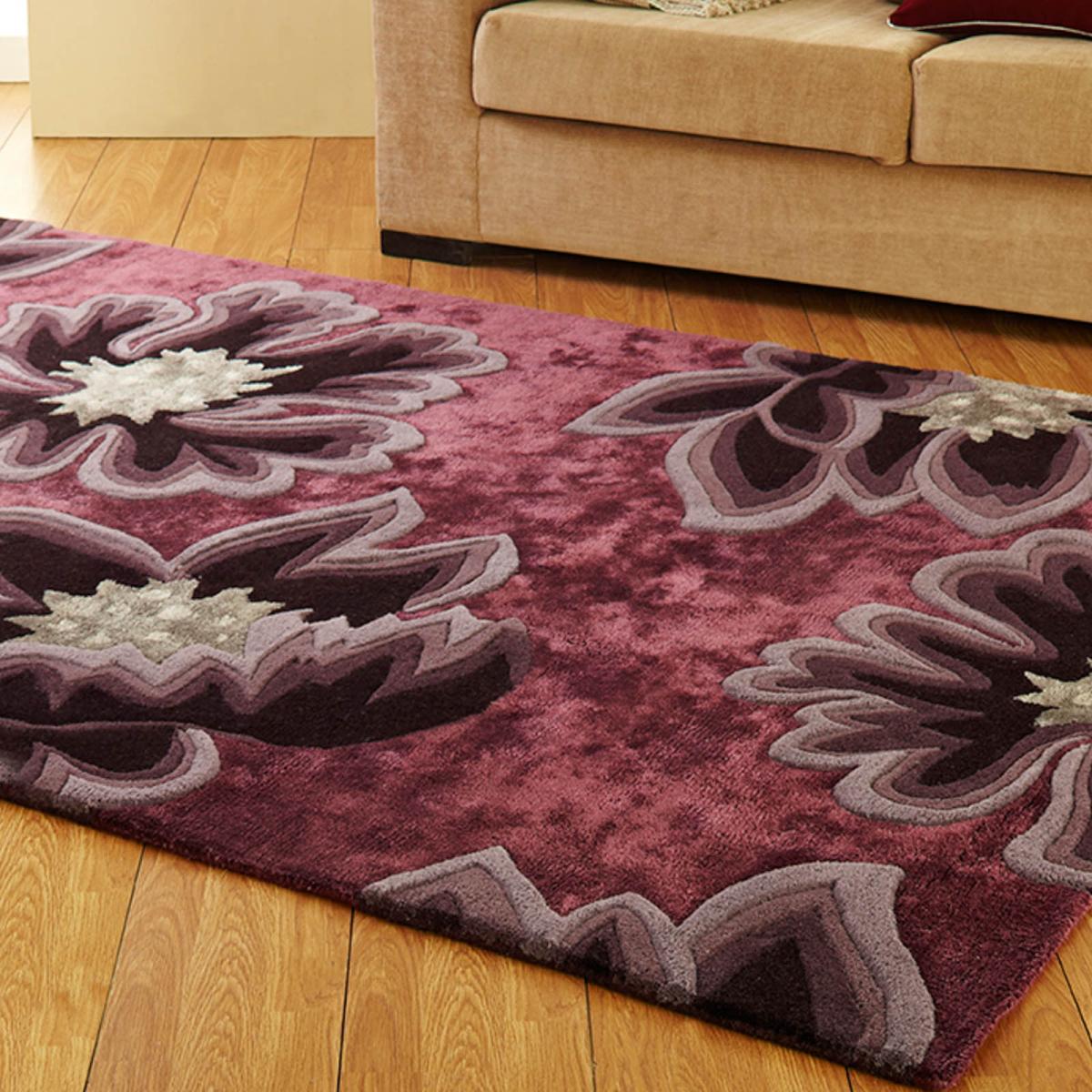 Unique Vintage Floral Wool Rugs in Purple 150x240cm – image 1