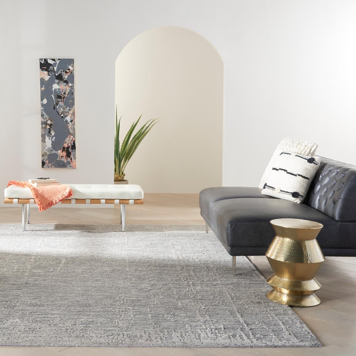 Luna Abstract Rugs LUN01 by Nourison in Grey Silver – image 1