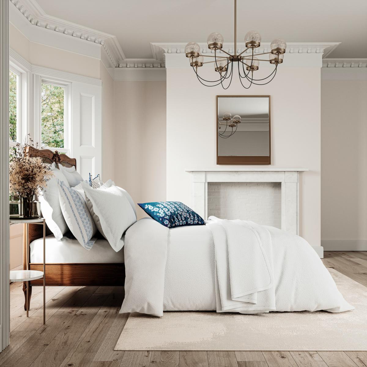 Samara Textured Cotton Bedding by V&A in White 200x200cm – image 1