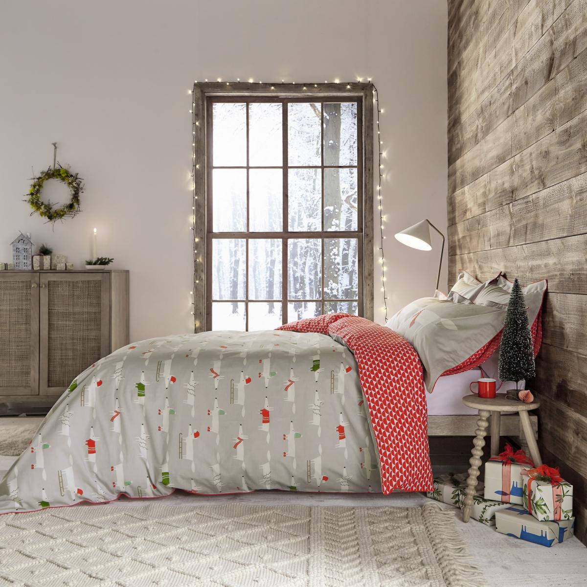 Mr Fox Christmas Bedding by Scion in Grey & Red260x220cm