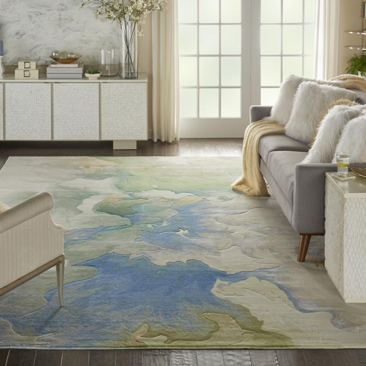 Prismatic Modern Abstract Rugs in PRS16 Seafoam Blue Green by Nourison&nbsp;259x351cm – image 3