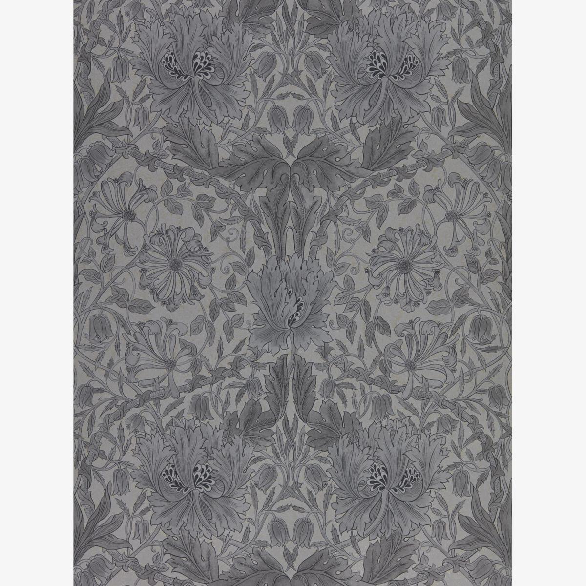 Pure Honeysuckle and Tulip Wallpaper 216523 by Morris & Co in Black Ink Roll