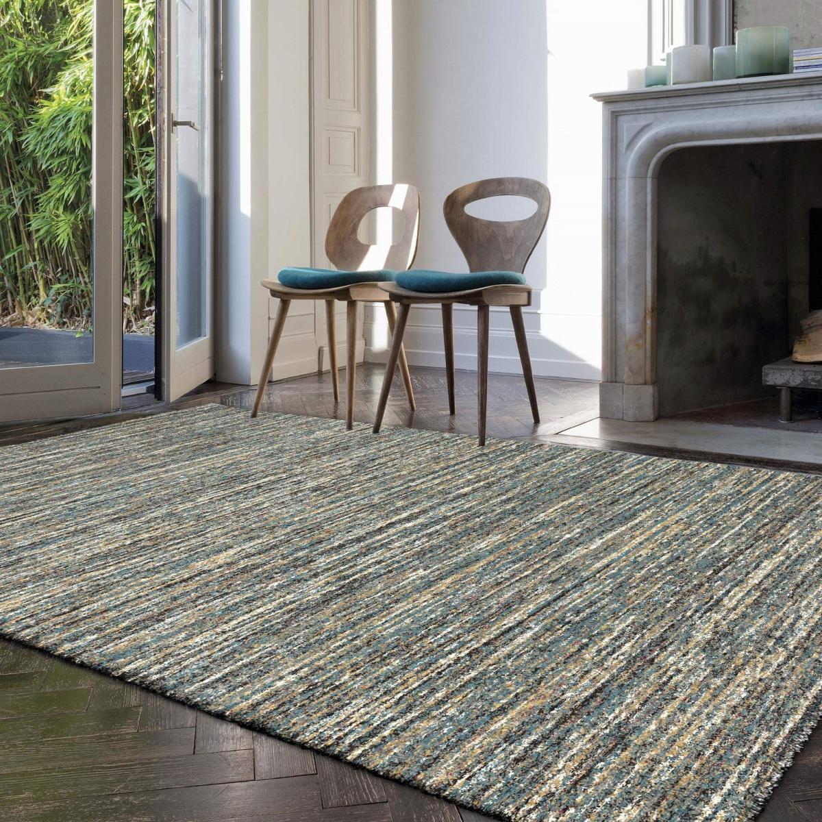 Mehari 23067 5949 Abstract Shaggy Rugs in Blue Multi 240x300cm – image 1