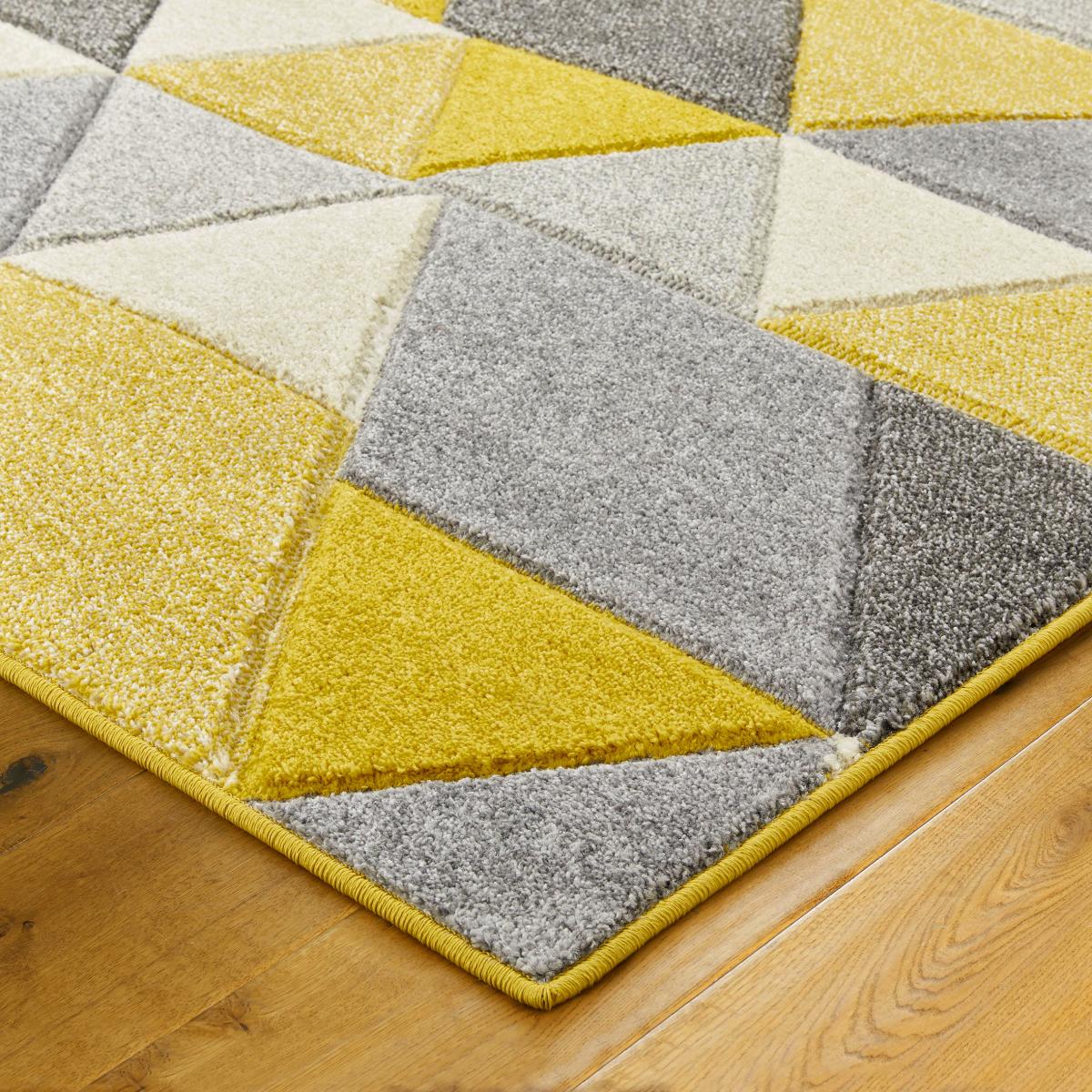 Portland 670 J Geometric Rugs in Yellow Grey Cream – image 2
