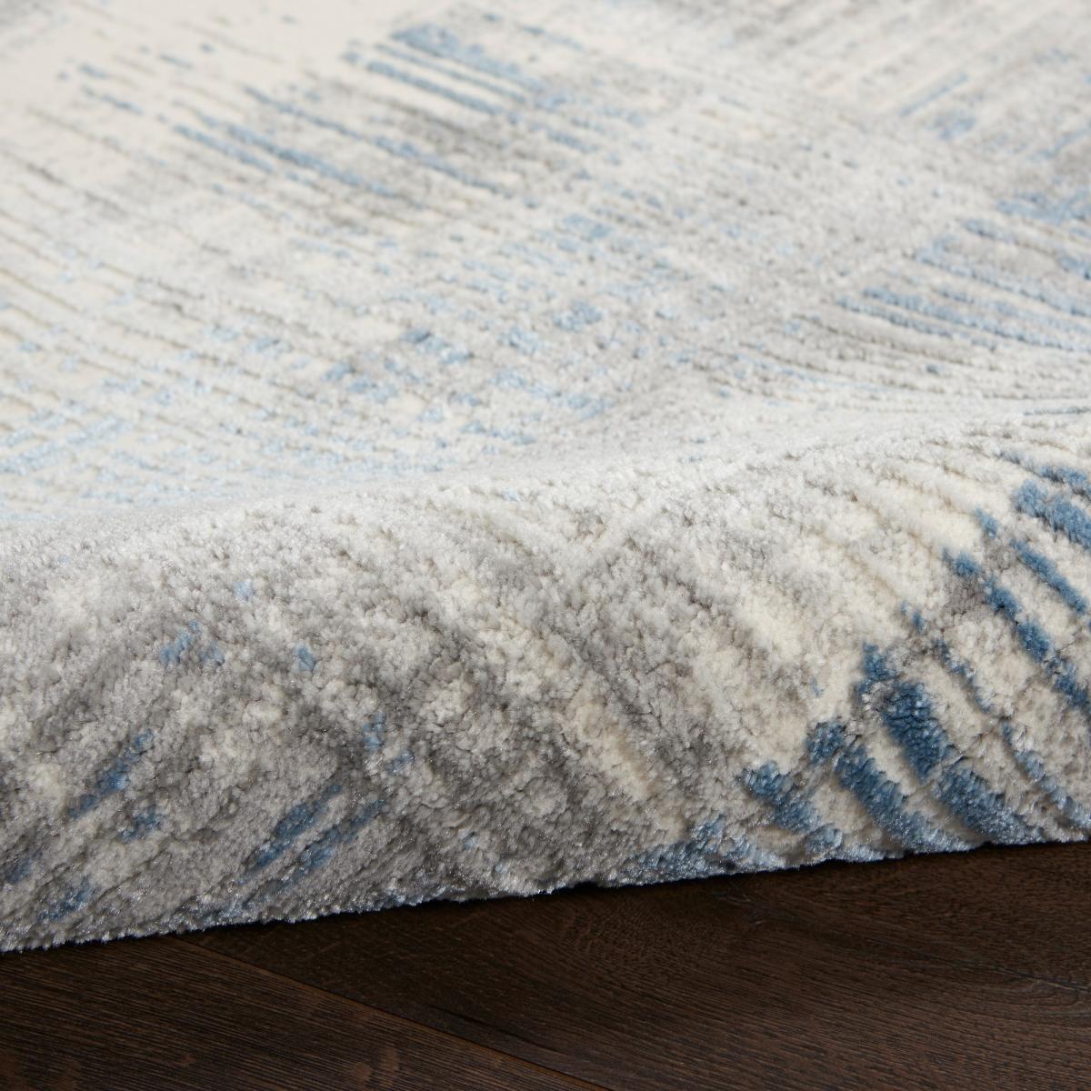 Solace Designer Print Rugs SLA03 in Ivory Grey Blue by Nourison 244x305cm – image 3