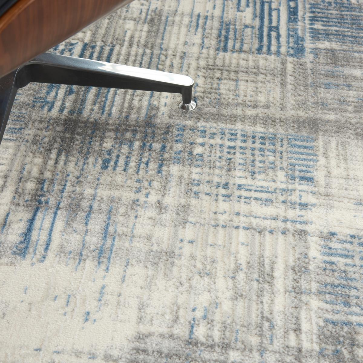 Solace Designer Print Rugs SLA03 in Ivory Grey Blue by Nourison 244x305cm – image 4