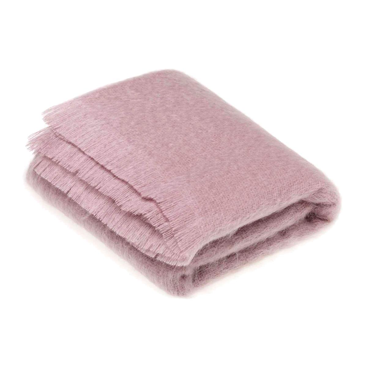 Moseley Mohair Plain Throw by LuxeTapi in Dusky Pink135x190cm – image 1