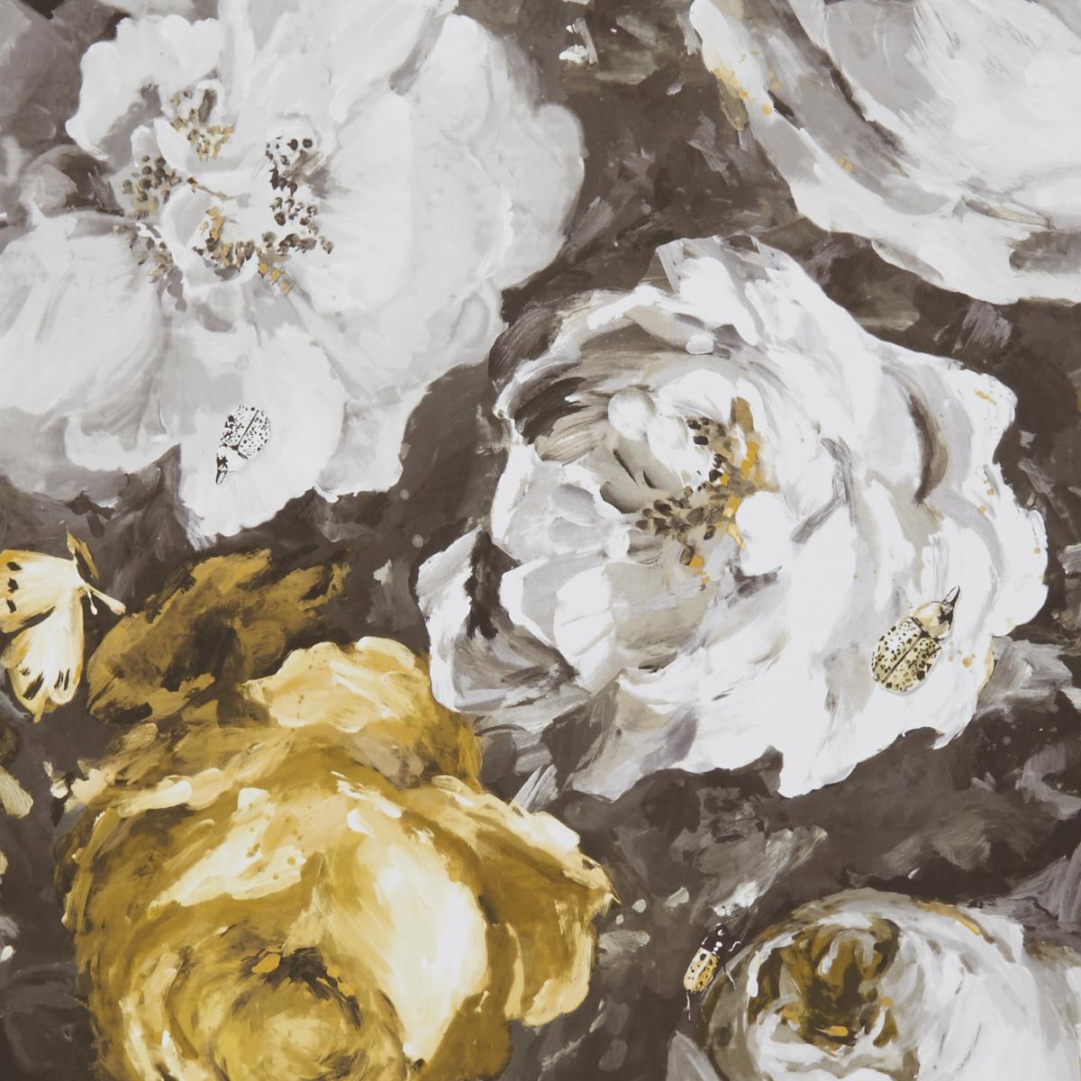 Floretta Wallpaper W0091 01 by Clarke and Clarke in Charcoal Antique Roll