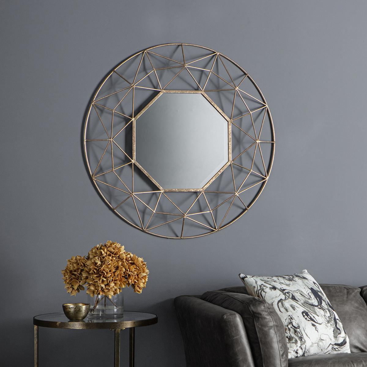 Luxe Tapi Prismatic Round Mirror in Gold89x89cm – image 1