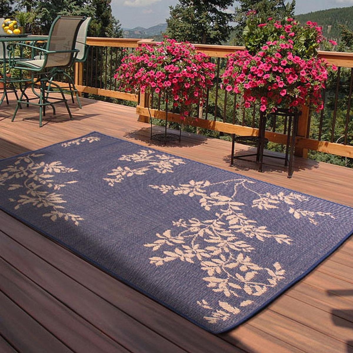Outdoor Leaves Rugs in Blue by Rugstyle – image 2