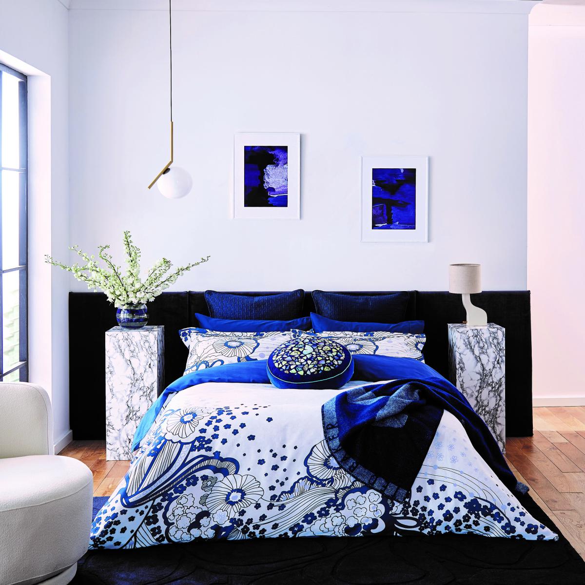 Navy Swirl Floral Bedding Duvet Cover and Pillowcase by Ted Baker in Navy Blue 260x220cm – image 1