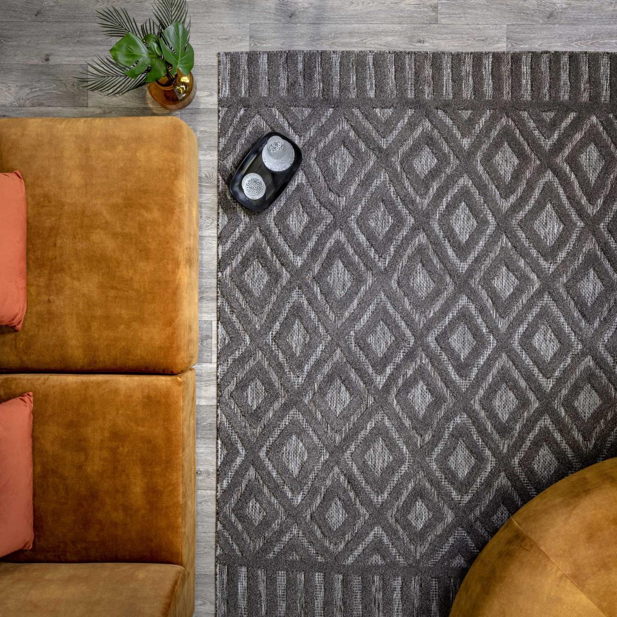 Salta Diamond Geometric Outdoor Rugs in SA02 Grey – image 2