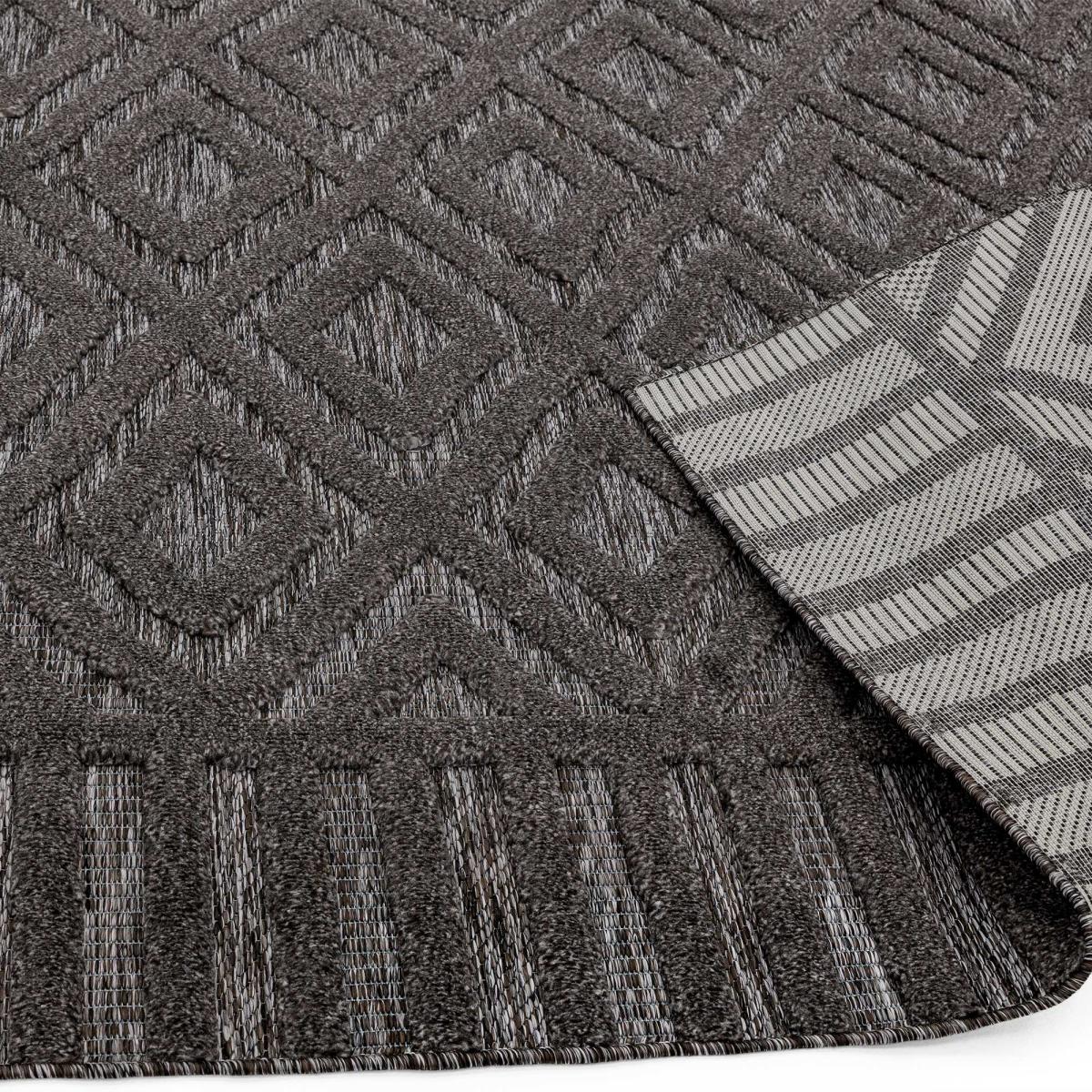 Salta Diamond Geometric Outdoor Rugs in SA02 Grey – image 3