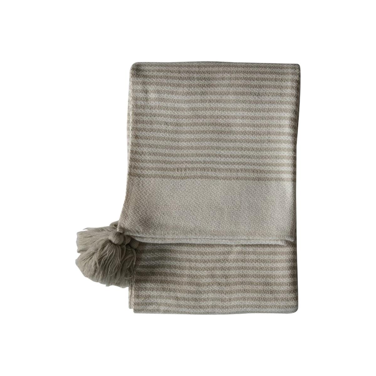 Kemi Striped Tassel Kilburn & Scott Throw in Cream White 130x170cm – image 1