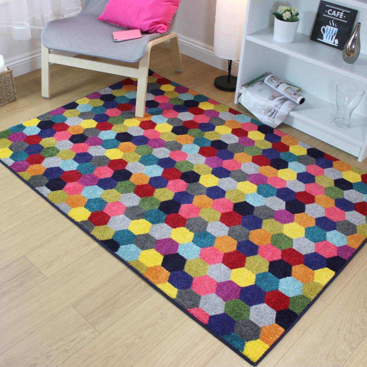 Radiant Hexagon Multicoloured Rugs – image 2