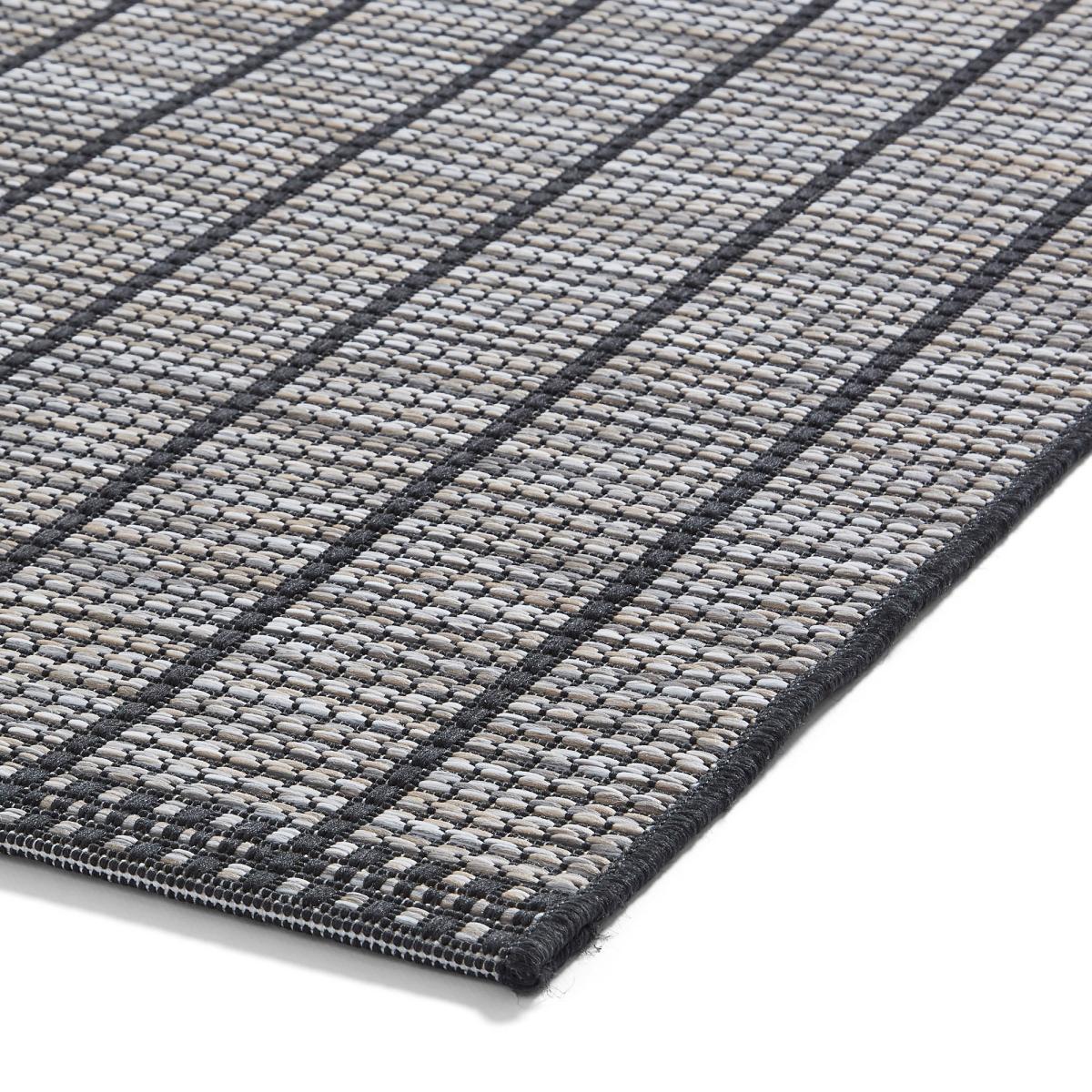 Santa Monica A041 Indoor Outdoor Stripe Rug in Black 120x170cm – image 2