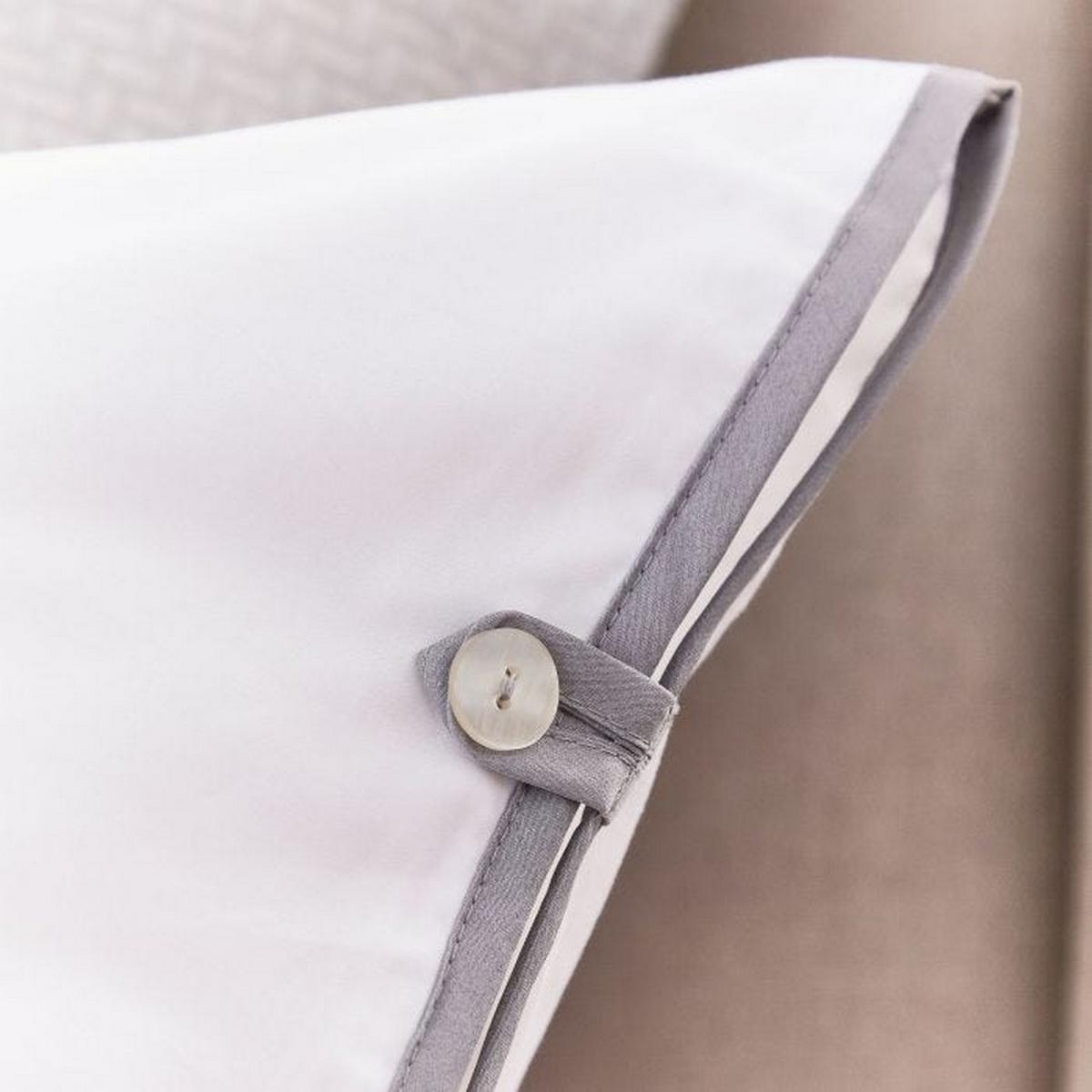 Komoro Plain Ribbon Piping Cotton Bedding in White Grey 140x200cm – image 3