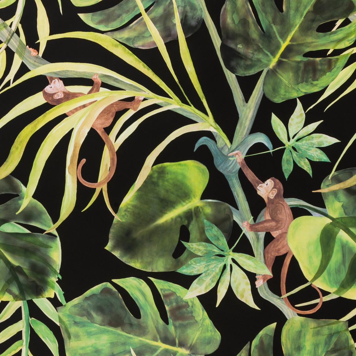 Monkey Business Wallpaper W0083 01 by Clarke and Clarke in Ebony&nbsp;Roll – image 3