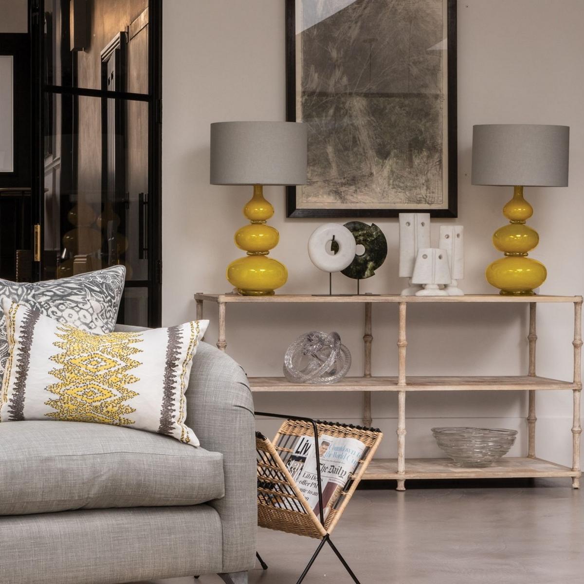 Aragoa Crystal Glass Lamp by William Yeoward in Citron Yellow 52x24cm – image 2
