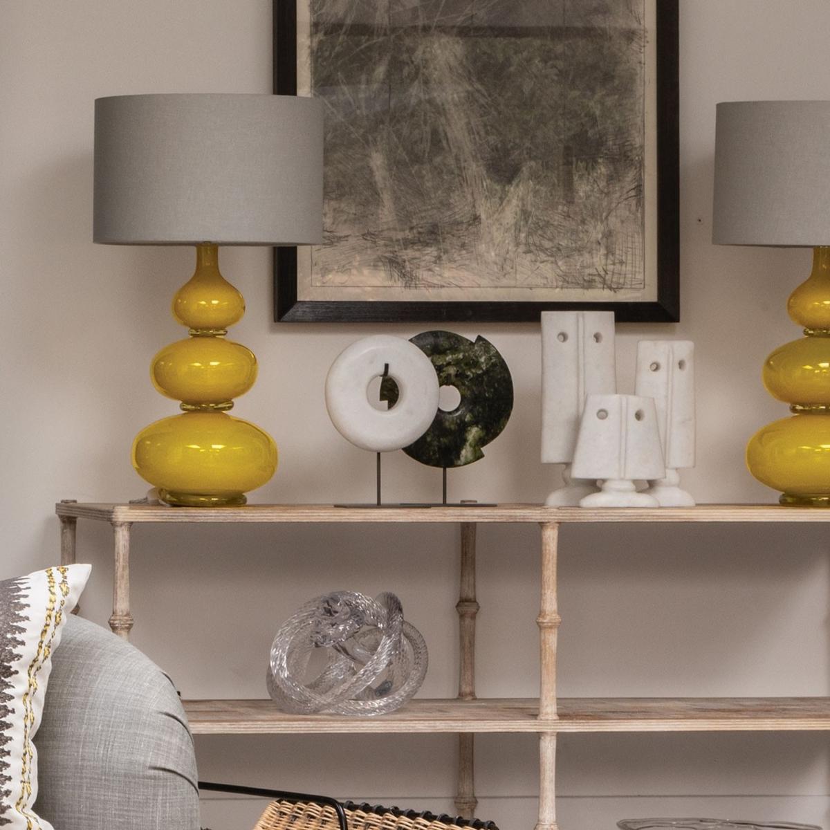 Aragoa Crystal Glass Lamp by William Yeoward in Citron Yellow 52x24cm – image 1