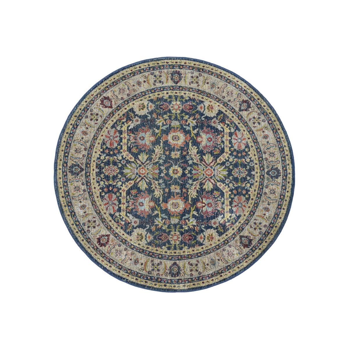 Ankara Global Traditional Persian Circle Rugs ANR13 in Navy Blue 183x183cm