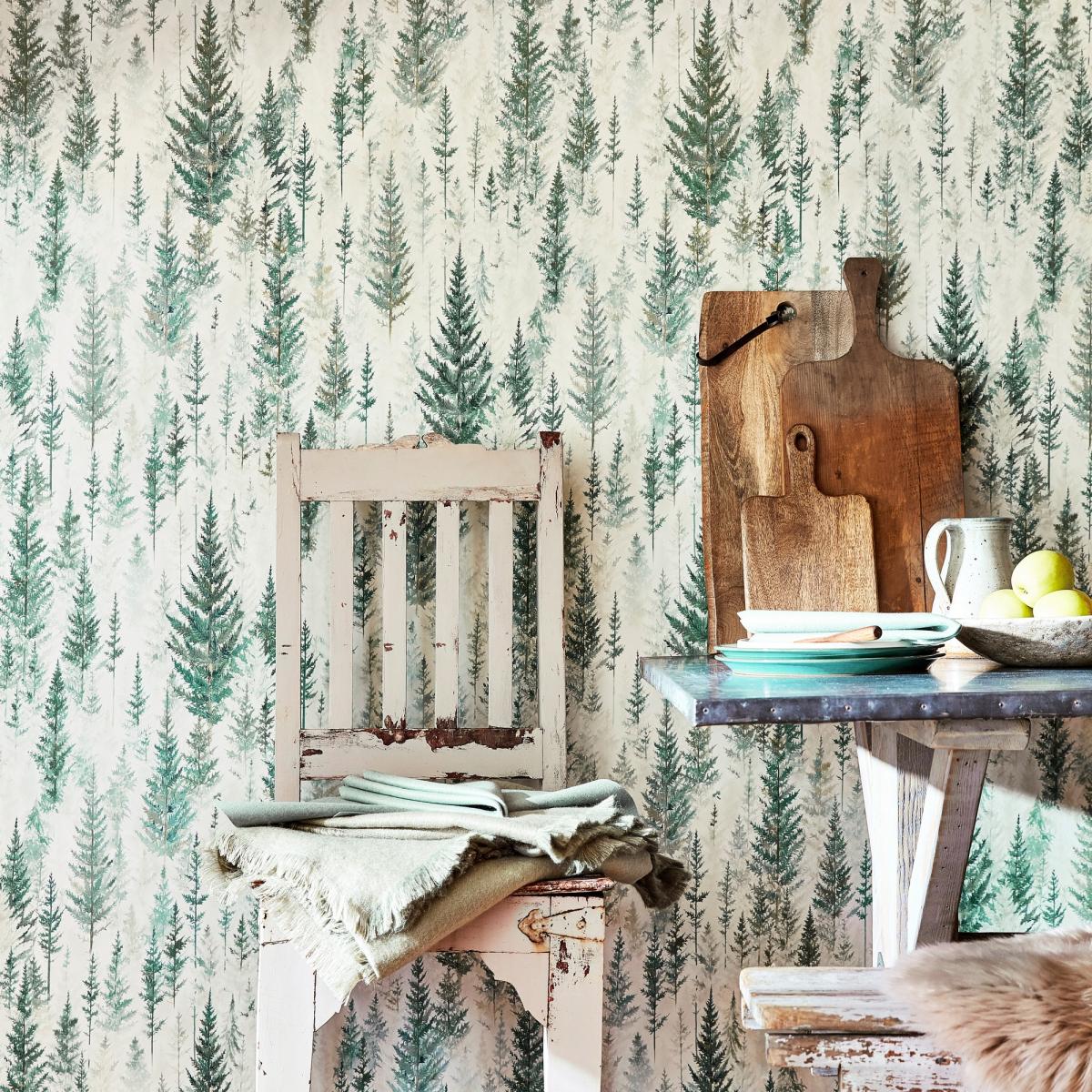Juniper Pine Wallpaper 216622 by Sanderson in Forest Green Roll – image 3