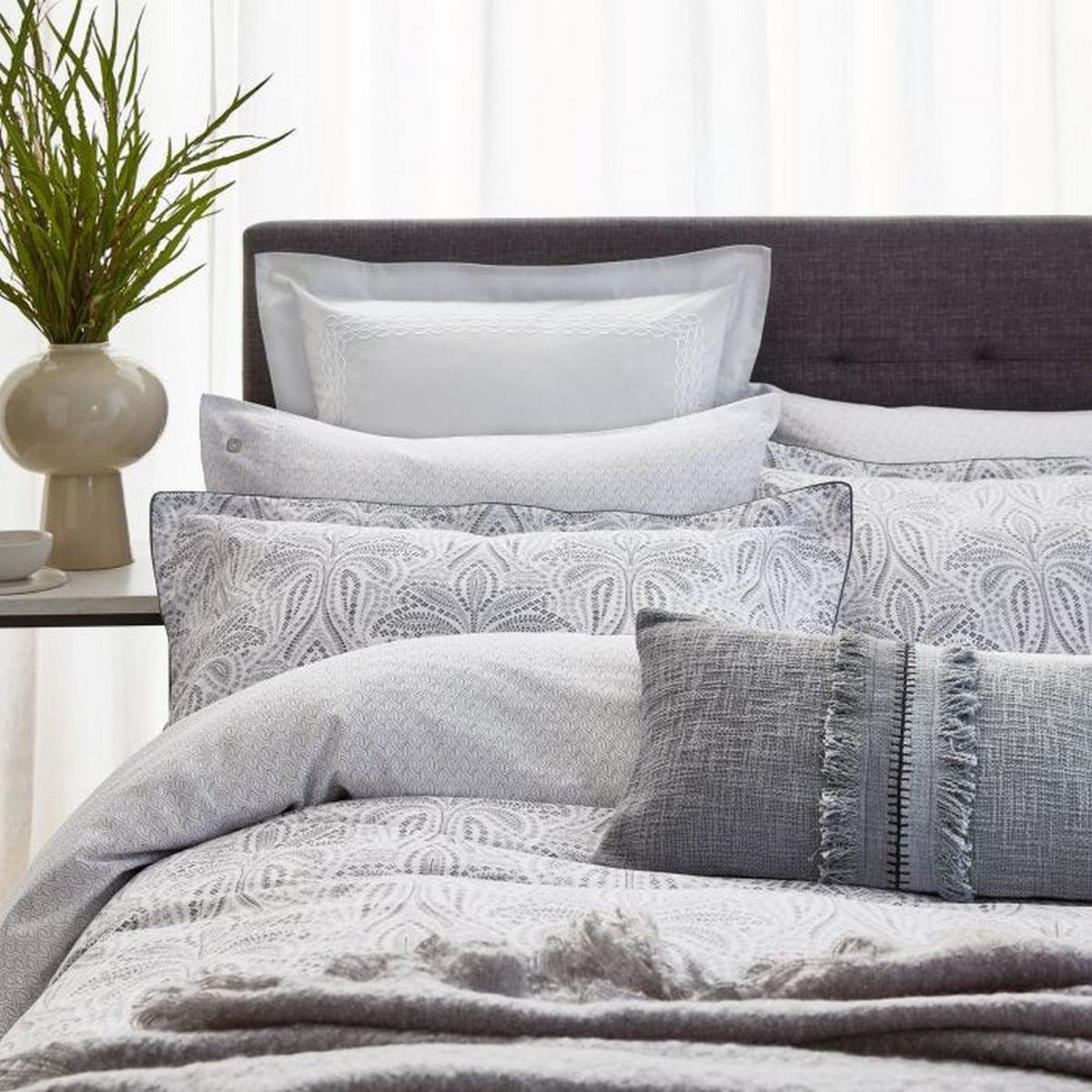 Saffi Floral Paisley Cotton Bedding in Silver Grey 48x74cm – image 2