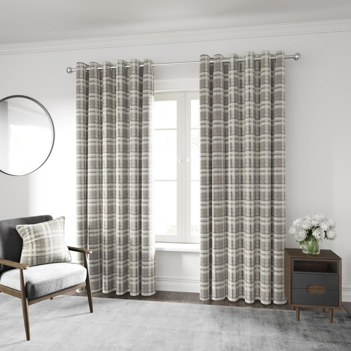 Harriet Check Curtains by Helena Springfield in Mocha Brown 229x183cm – image 1