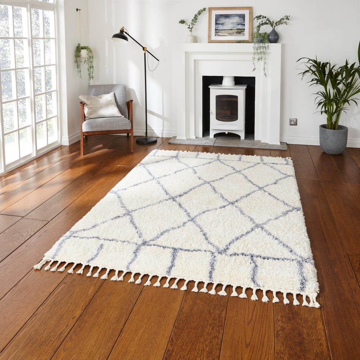 Boho Moroccan 1817 Shaggy Rugs in Ivory Grey – image 2