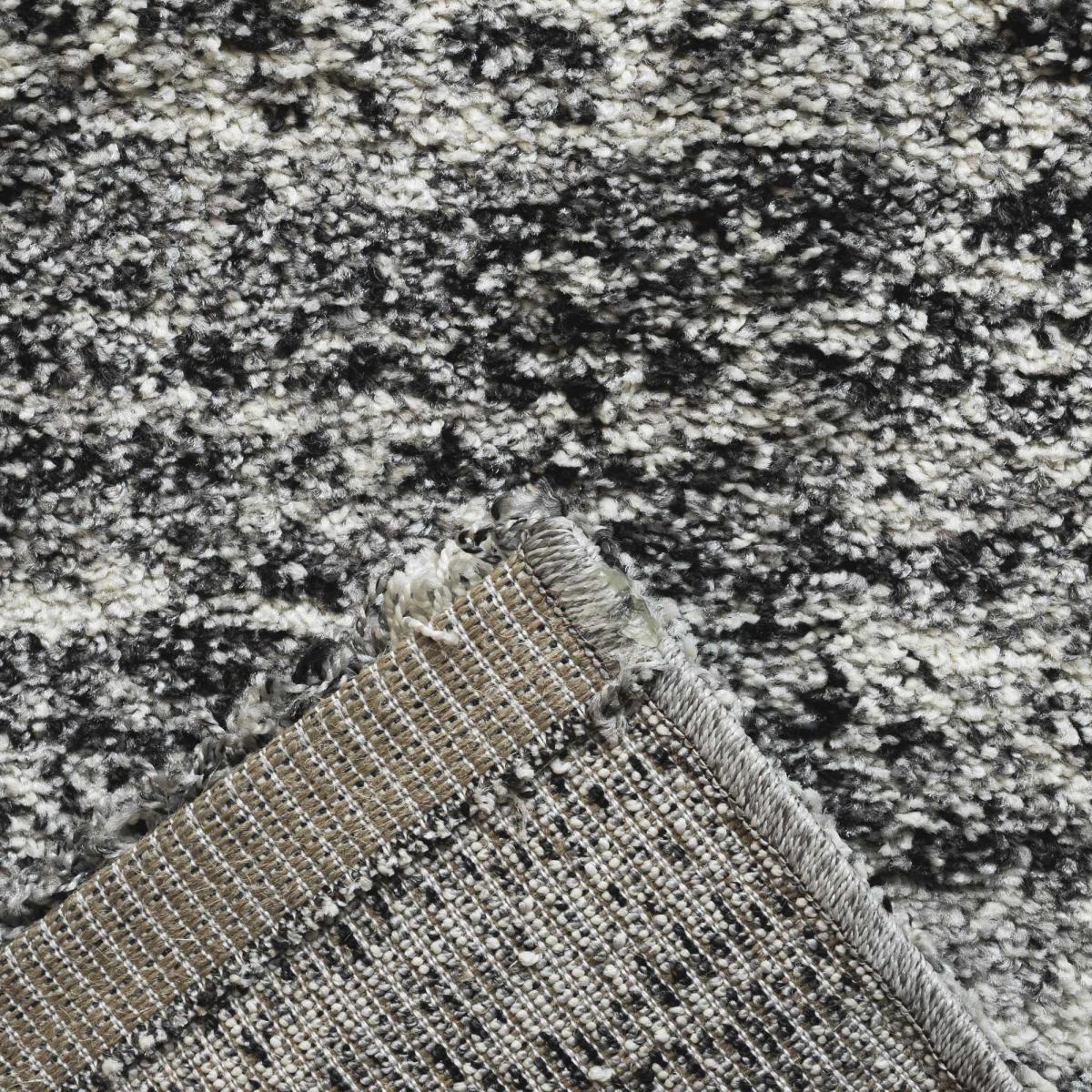 Mehari Shaggy Striped Runner Rugs 23094 6258 in Grey 67x240cm – image 5