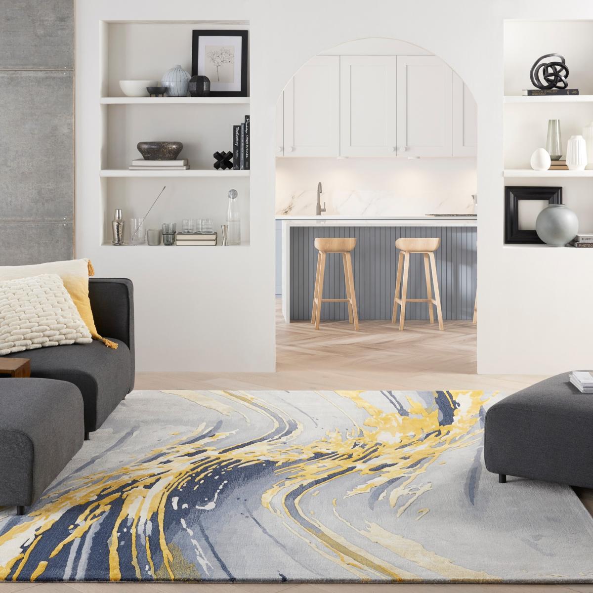 Prismatic Abstract Rugs PRS24 by Nourison in Grey Gold 168x226cm – image 1