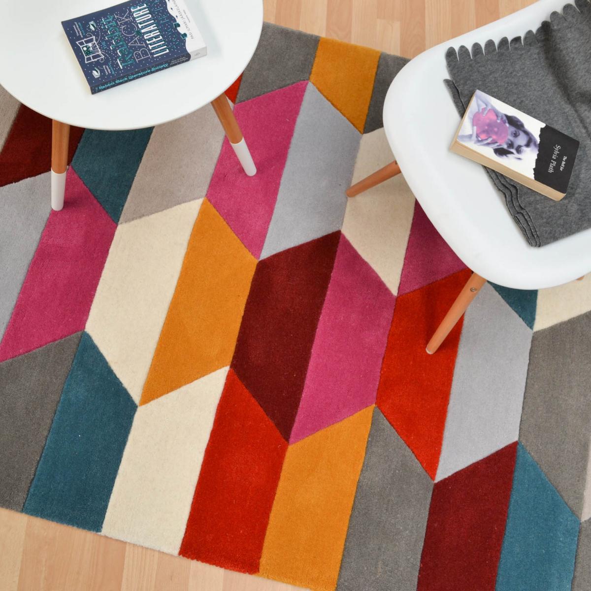 Funk Honeycomb Bright Multi Colourful Modern Wool Rugs 200x300cm – image 2