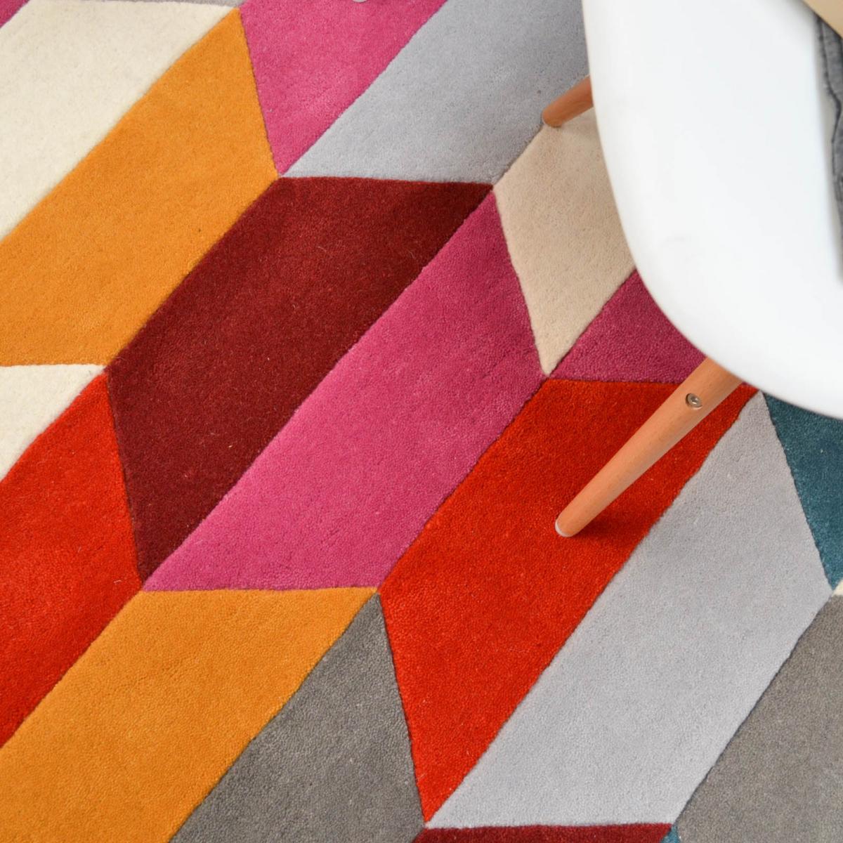 Funk Honeycomb Bright Multi Colourful Modern Wool Rugs 200x300cm – image 5