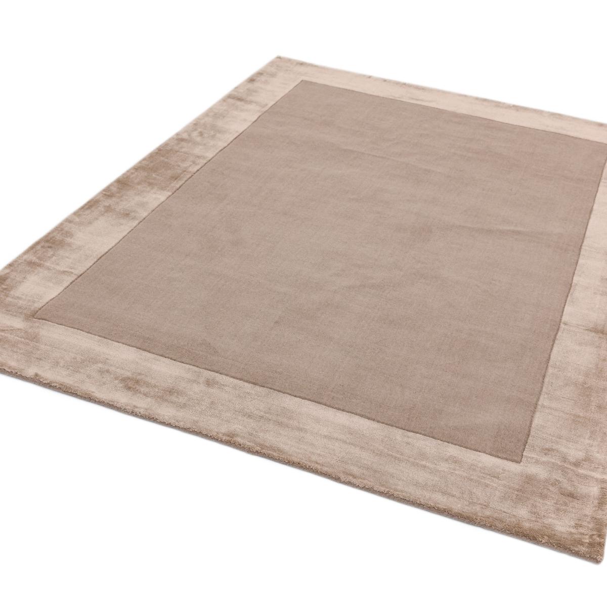 Ascot Plain Modern Bordered Wool Rugs in Sand Beige 120x170cm – image 2