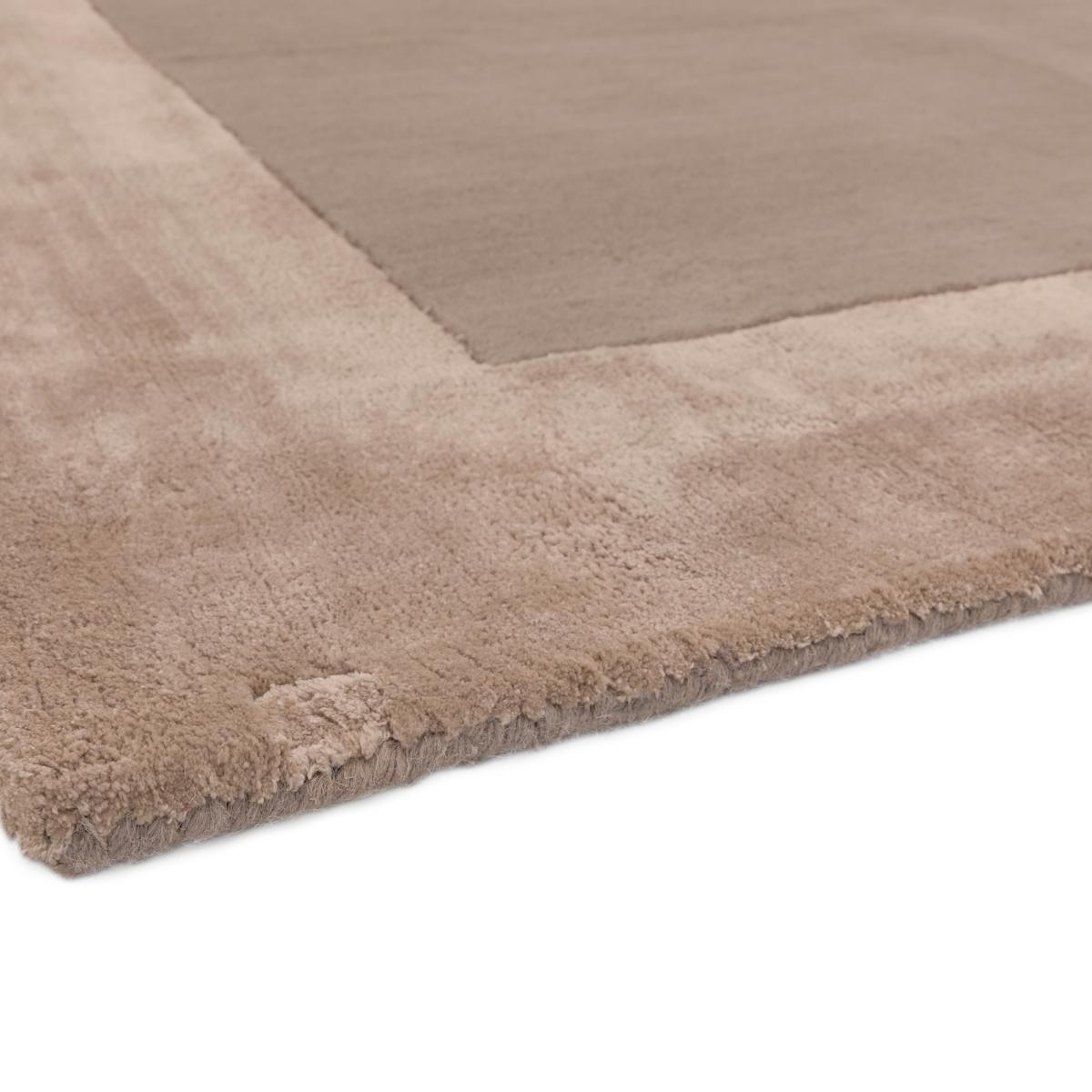 Ascot Plain Modern Bordered Wool Rugs in Sand Beige 120x170cm – image 5