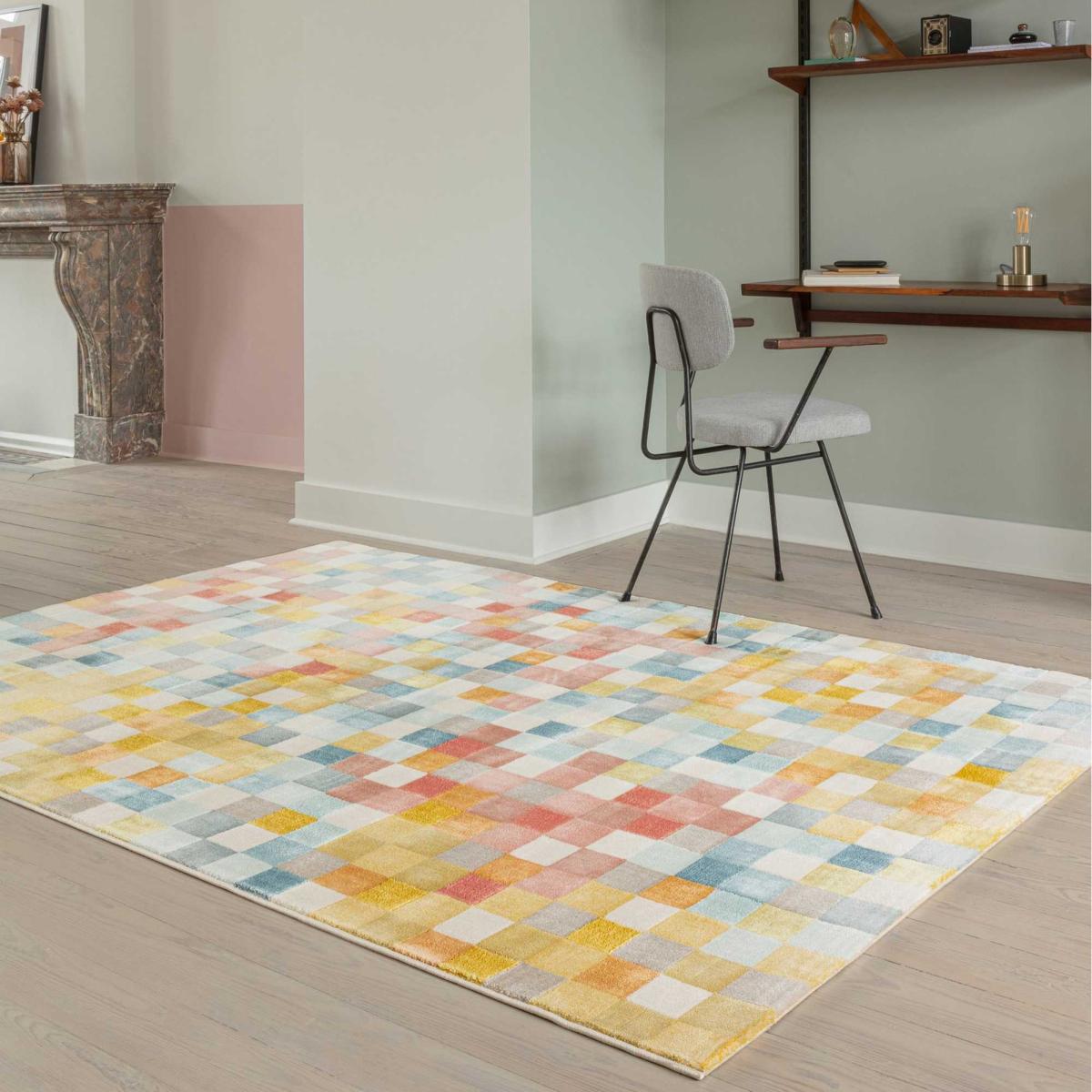 City Modern Geometric Block Rugs 466116 AK991 in Multicolour – image 2