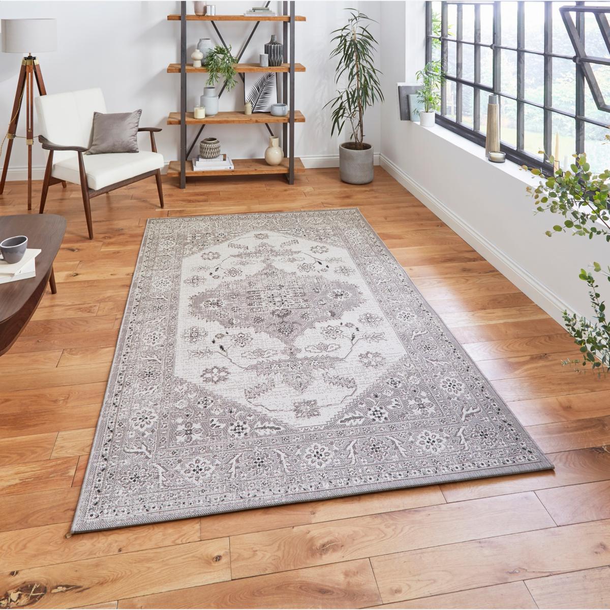 Miami 19517 Indoor Outdoor Traditional Rug in Grey Beige – image 1
