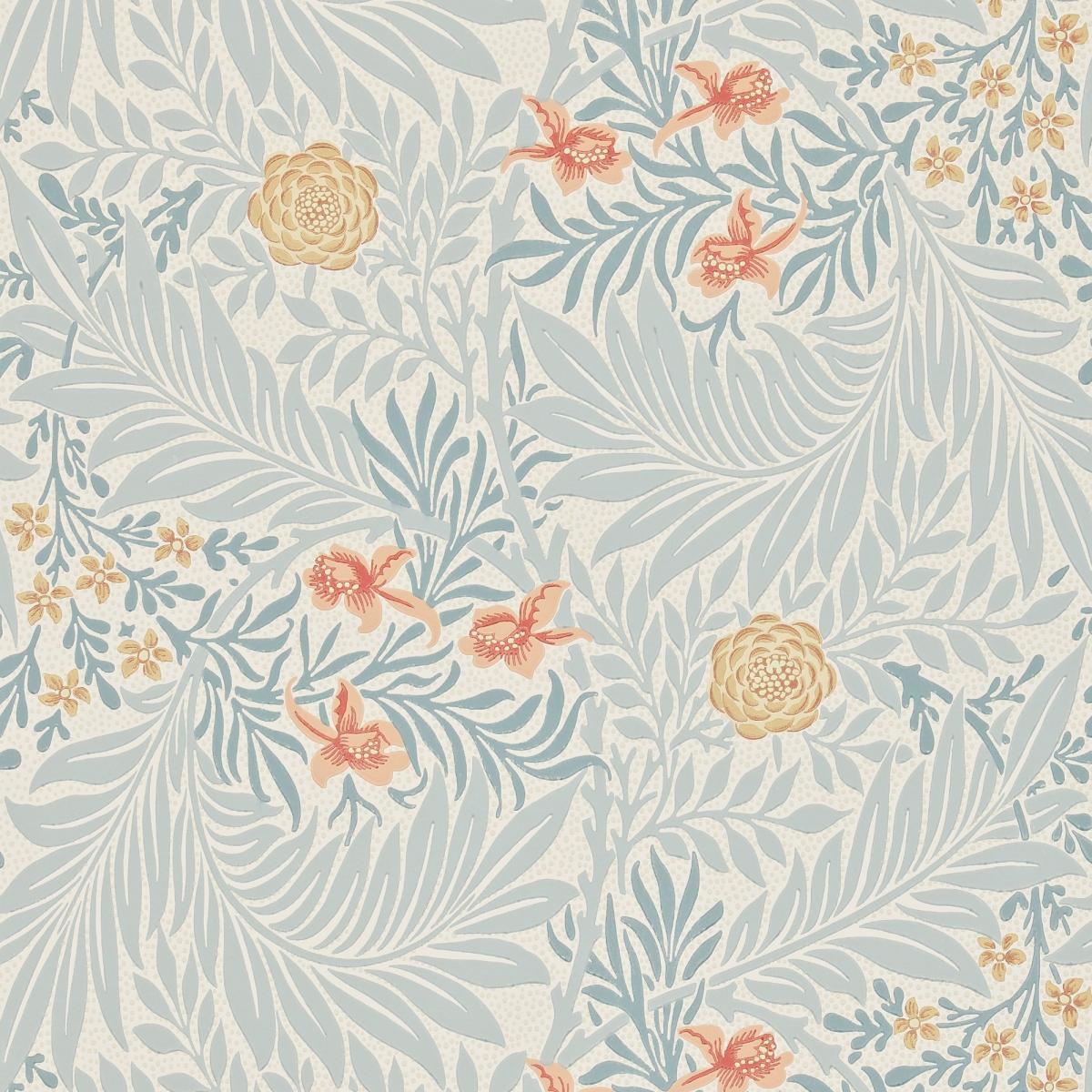 Larkspur Wallpaper 212556 by Morris & Co in Slate Russet Roll