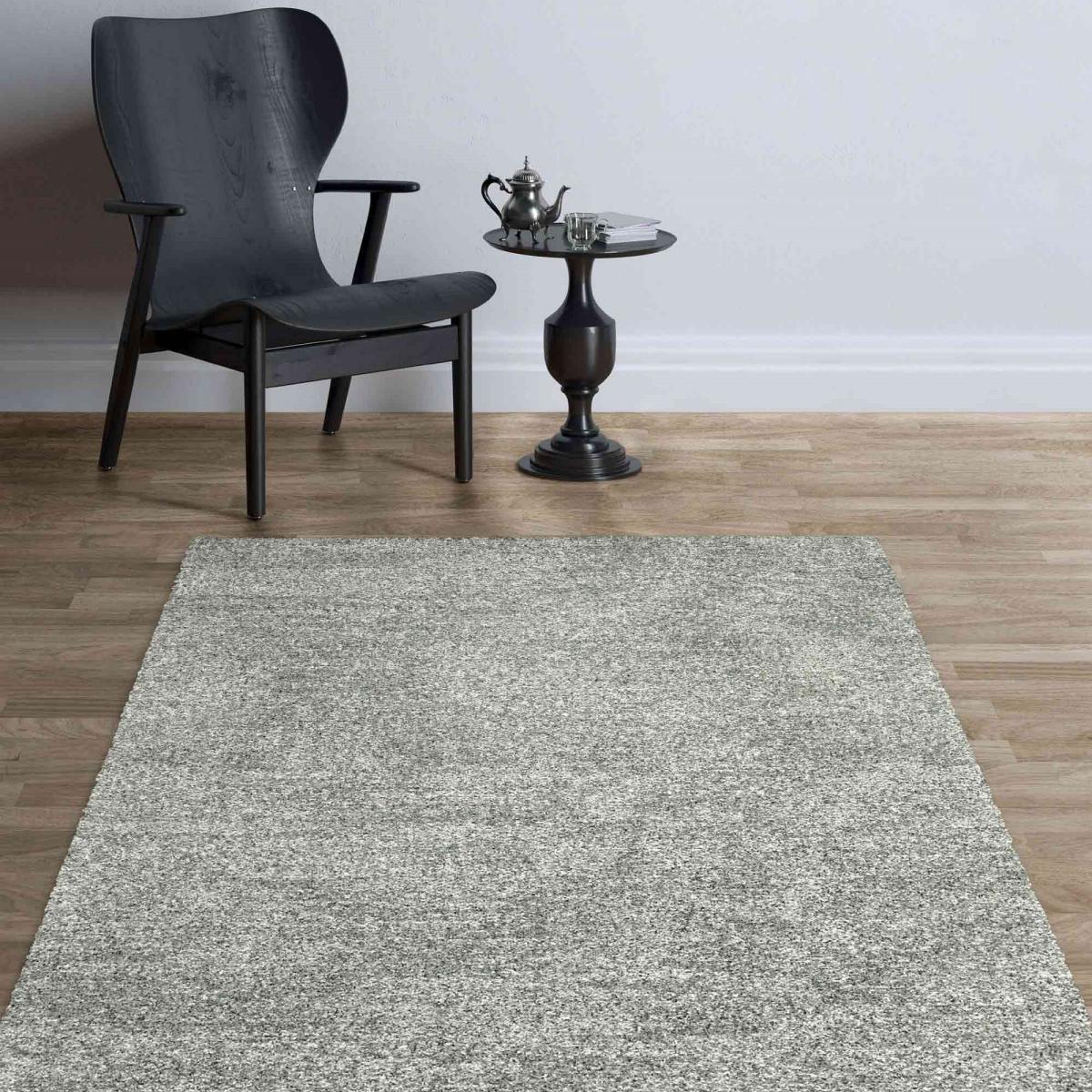 Mehari 23500 4258 Mottled Speckled Shaggy Rugs in Silver – image 1