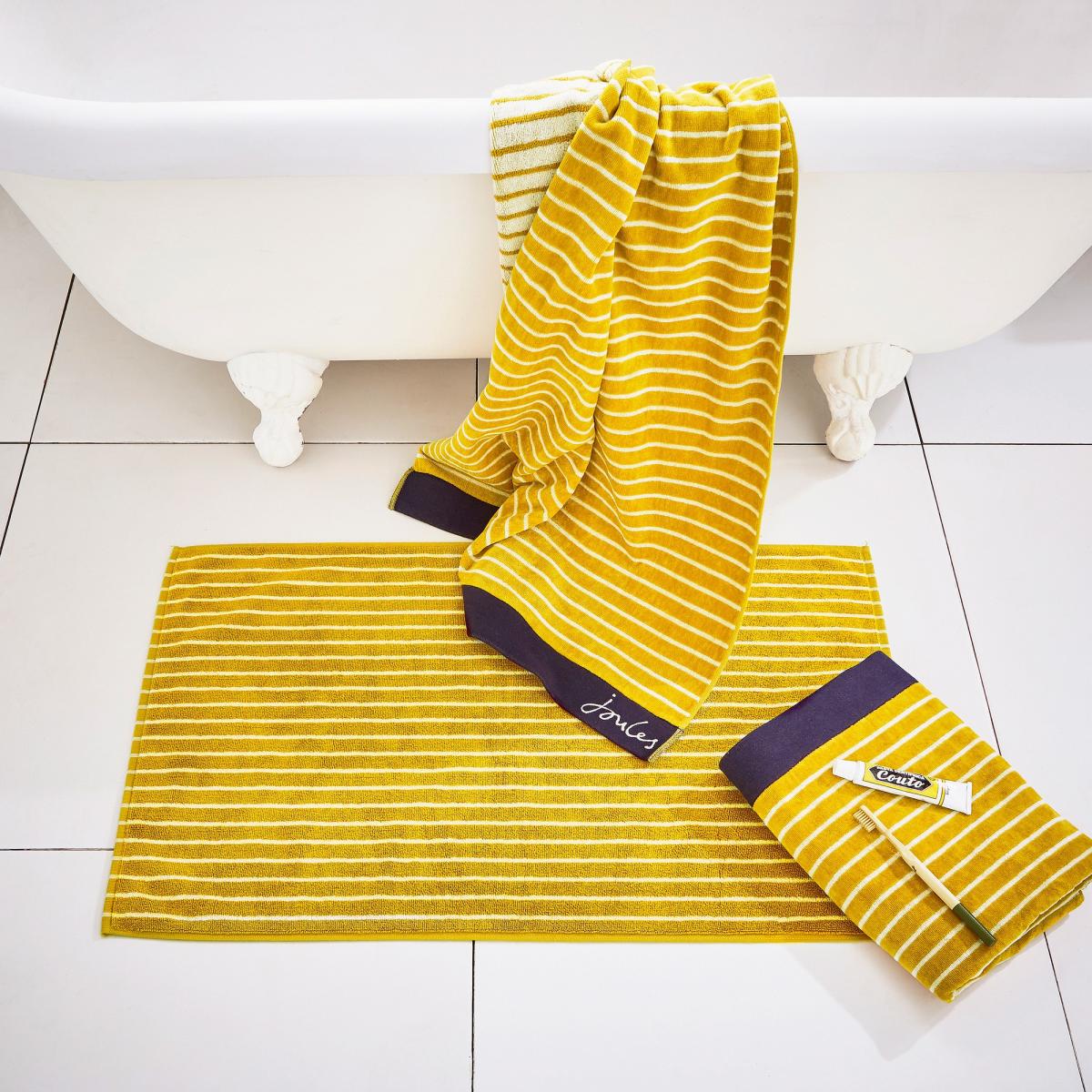 Harbour Stripe Towels by Joules in Antique Gold Yellow90x150cm – image 2