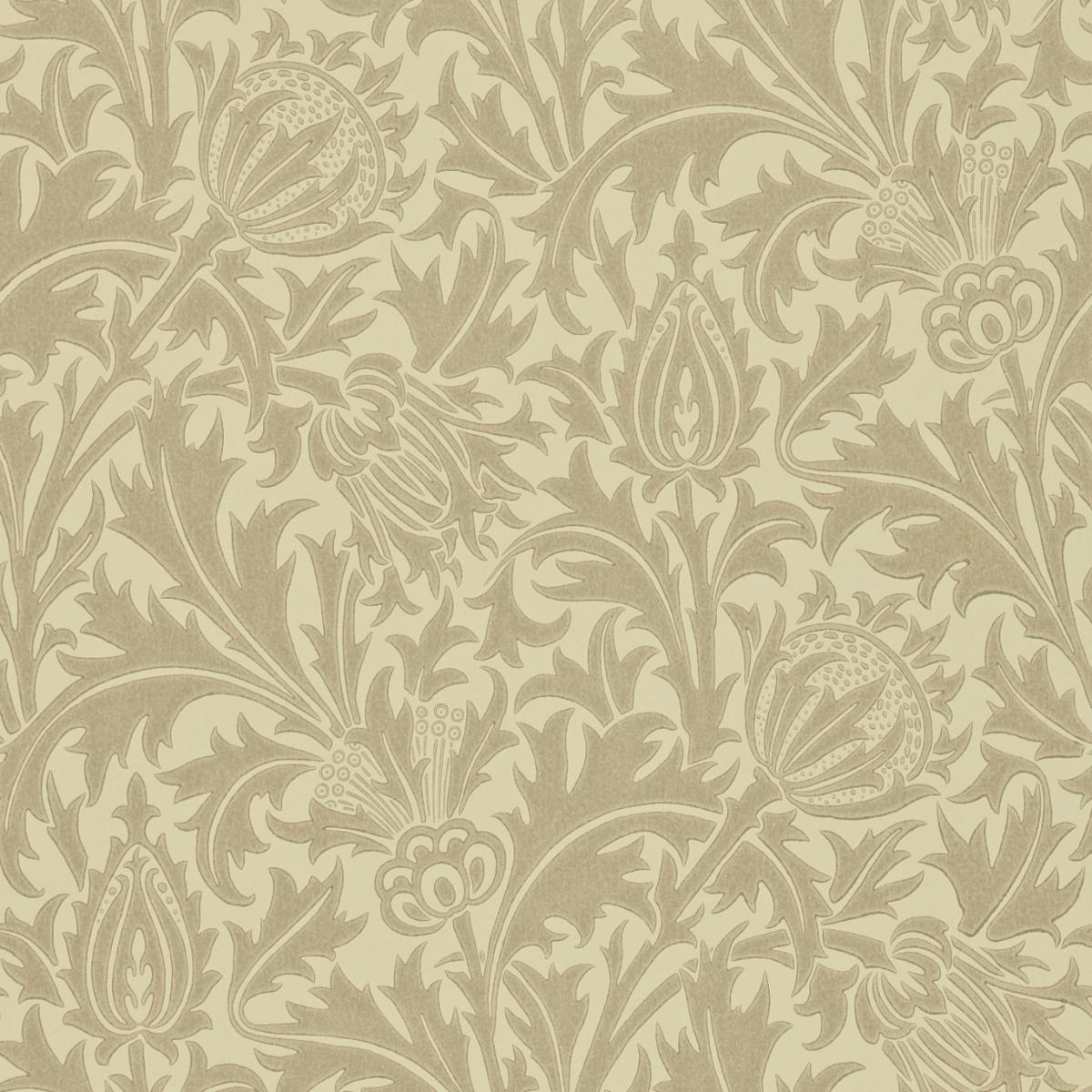 Thistle Wallpaper 210480 by Morris & Co in Dove Gold Yellow Roll