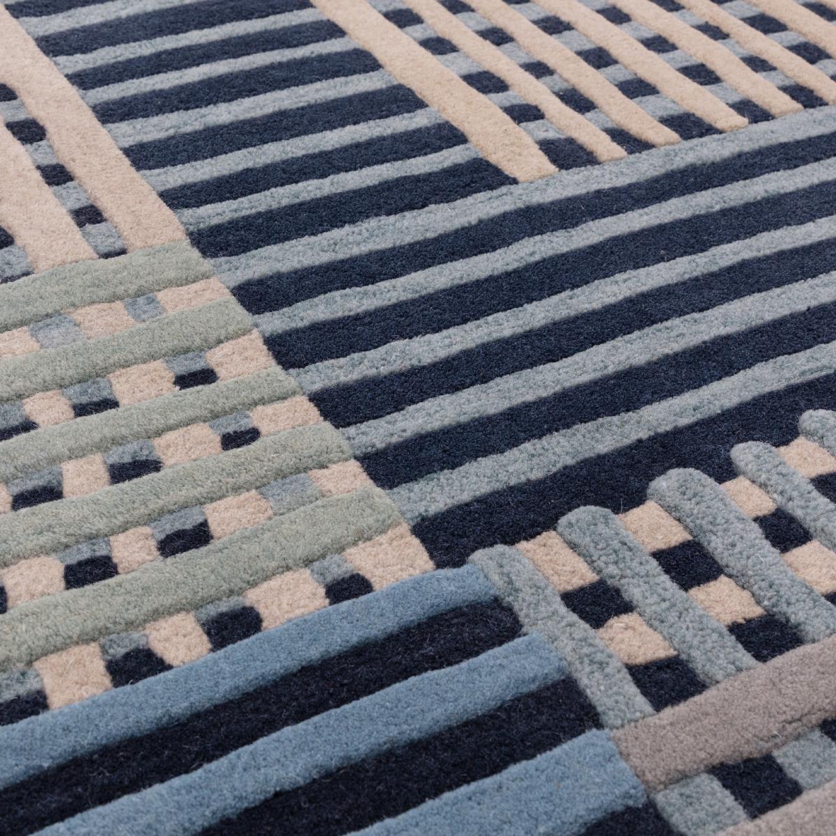 Aspect Modern Geometric Wool Rugs in Blue Multi160x230cm – image 2