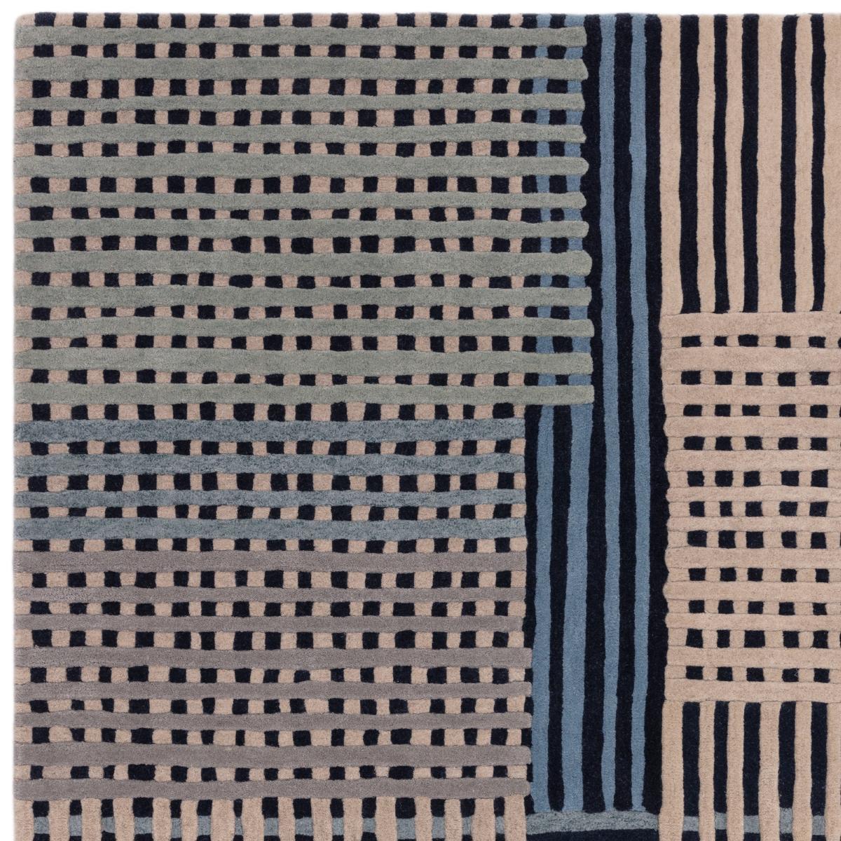 Aspect Modern Geometric Wool Rugs in Blue Multi160x230cm – image 3